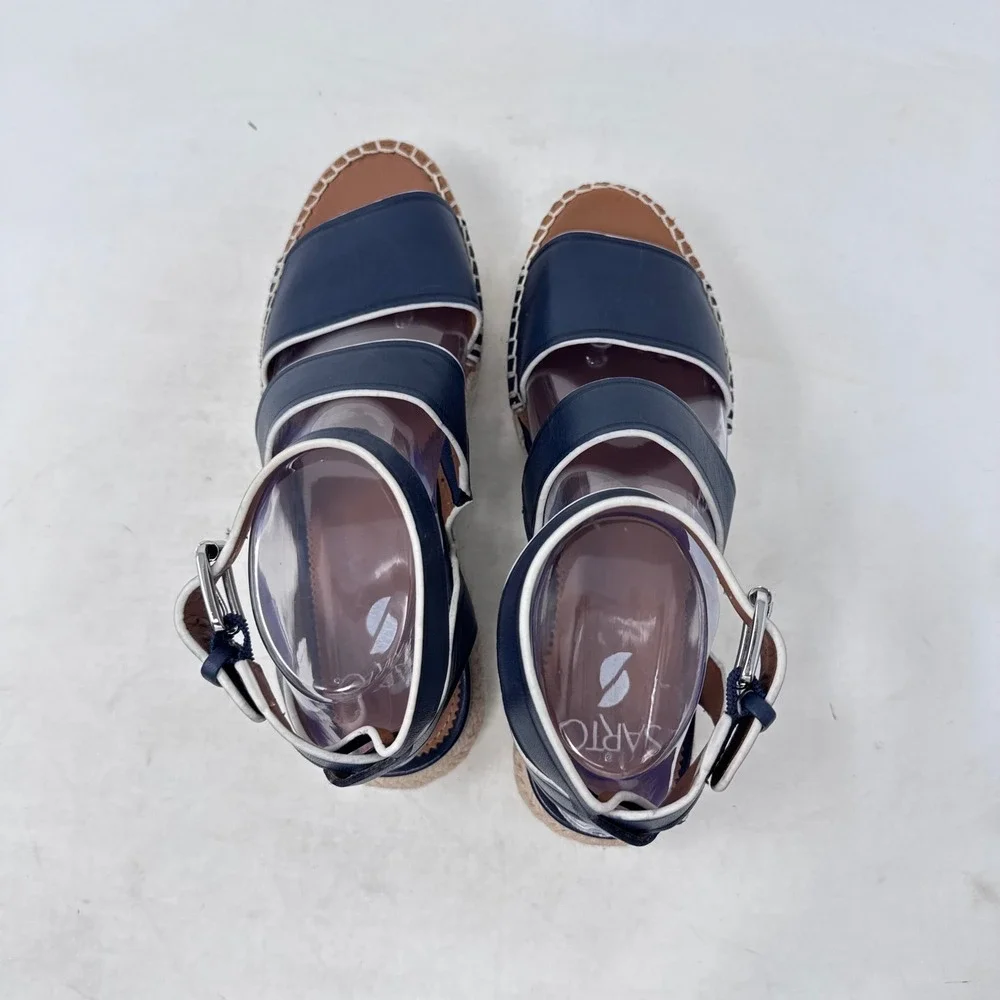 Sarto Franco Sarto Espadrille Platform Sandals Navy Blue Size 8 Nautical Summer